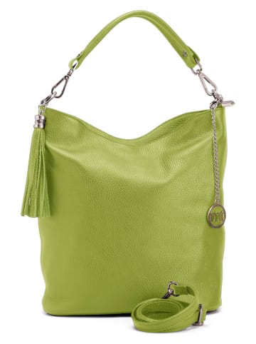 Mia Tomazzi Leren schoudertas "Sabaudia" groen - (B)26 x (H)28 x (D)12 cm