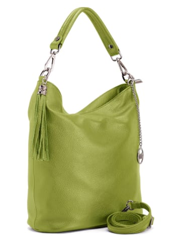 Mia Tomazzi Leren schoudertas "Sabaudia" groen - (B)26 x (H)28 x (D)12 cm