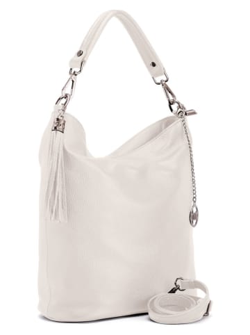 Mia Tomazzi Leren schoudertas "Sabaudia" beige - (B)26 x (H)28 x (D)12 cm