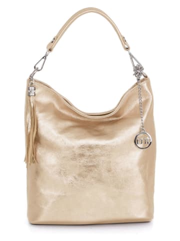 Mia Tomazzi Leren schoudertas "Sabaudia" goudkleurig - (B)26 x (H)28 x (D)12 cm