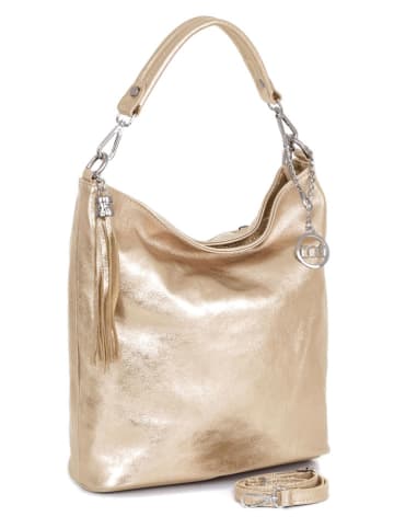 Mia Tomazzi Leder-Schultertasche "Sabaudia" in Gold - (B)26 x (H)28 x (T)12 cm