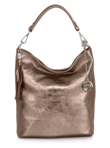 Mia Tomazzi Leren schoudertas "Sabaudia" lichtbruin - (B)26 x (H)28 x (D)12 cm