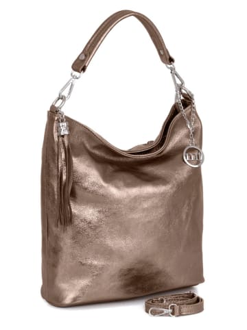 Mia Tomazzi Leren schoudertas "Sabaudia" lichtbruin - (B)26 x (H)28 x (D)12 cm