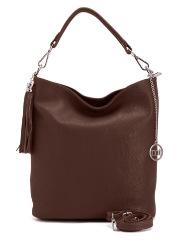 Mia Tomazzi Leder-Schultertasche "Sabaudia" in Braun - (B)26 x (H)28 x (T)12 cm