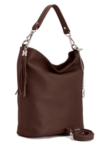 Mia Tomazzi Leder-Schultertasche "Sabaudia" in Braun - (B)26 x (H)28 x (T)12 cm