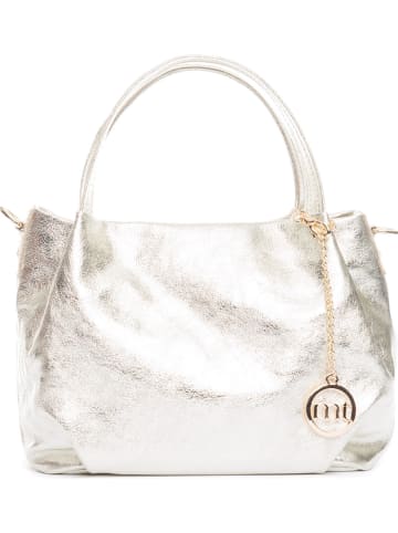 Mia Tomazzi Leren handtas "Vigentino" zilverkleurig - (B)26 x (H)20 x (D)14 cm