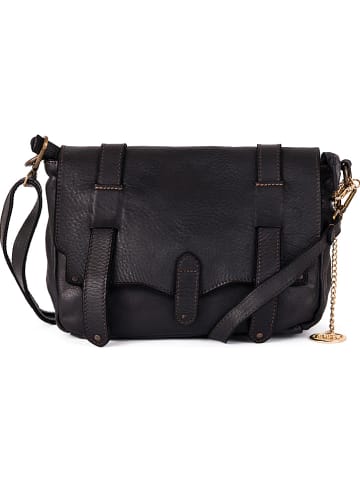 Mia Tomazzi Leren schoudertas "Cinisello" zwart - (B)24 x (H)22 x (D)11 cm