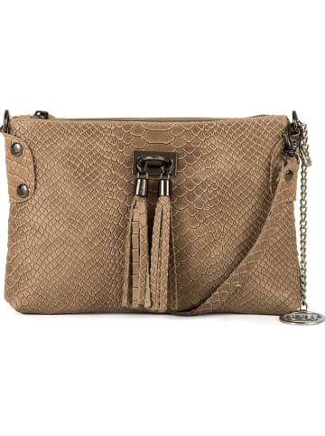 Mia Tomazzi Leren schoudertas "Navigli" taupe - (B)22 x (H)15 x (D)4 cm
