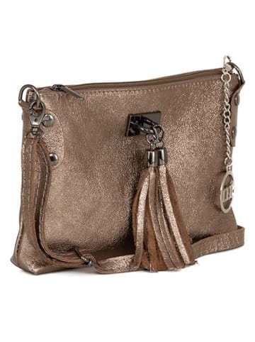 Mia Tomazzi Leder-Umhängetasche "Navigli" in Gold - (B)22 x (H)15 x (T)4 cm