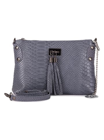 Mia Tomazzi Leren clutch "Navigli" grijs - (B)22 x (H)15 x (D)4 cm