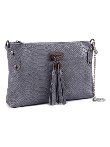Mia Tomazzi Leren clutch "Navigli" grijs - (B)22 x (H)15 x (D)4 cm