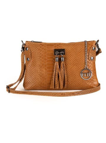 Mia Tomazzi Leder-Umhängetasche "Navigli" in Hellbraun - (B)22 x (H)15 x (T)4 cm