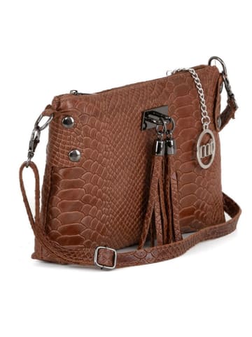 Mia Tomazzi Leren schoudertas ''Navigli'' bruin - (B)22 x (H)15 x (D)4 cm