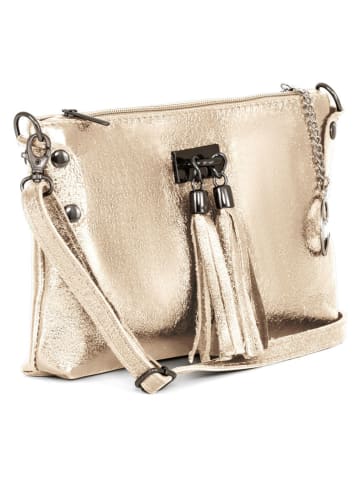 Mia Tomazzi Leder-Umhängetasche "Navigli" in Gold - (B)22 x (H)15 x (T)4 cm