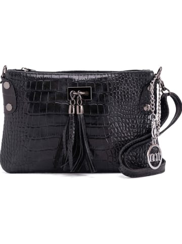 Mia Tomazzi Leder-Umhängetasche "Abano" in Schwarz - (B)23 x (H)16 x (T)2 cm