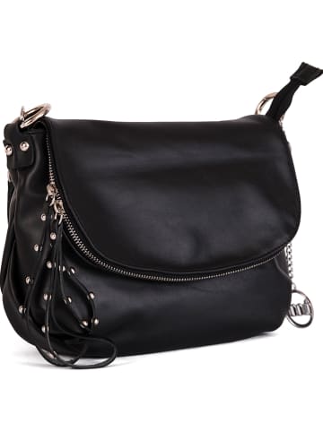 Mia Tomazzi Leder-Umhängetasche "Pontida" in Schwarz - (B)28 x (H)20 x (T)8 cm