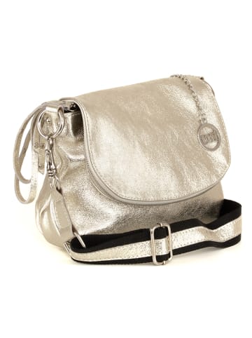 Mia Tomazzi Leren schoudertas goudkleurig - (B)28 x (H)20 x (D)8 cm