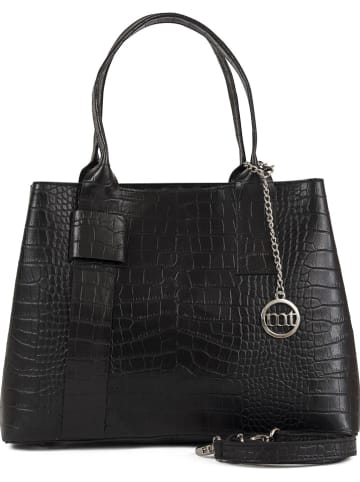 Mia Tomazzi Leren handtas "Monviso" zwart - (B)33 x (H)25 x (D)14 cm