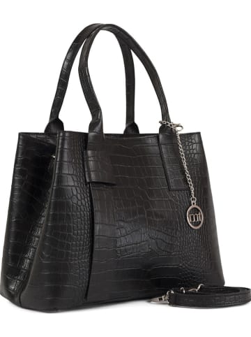 Mia Tomazzi Leren handtas "Monviso" zwart - (B)33 x (H)25 x (D)14 cm