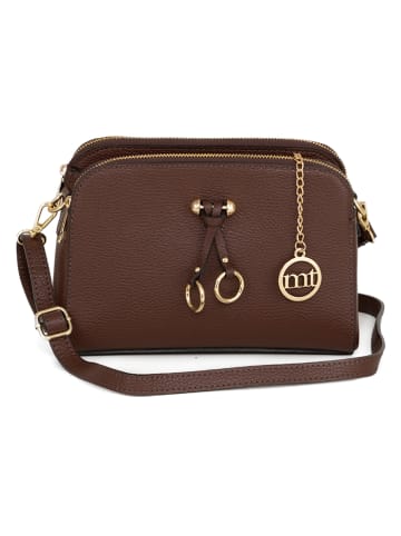 Mia Tomazzi Leren schoudertas "Certosa" donkerbruin - (B)24 x (H)16 x (D)8 cm