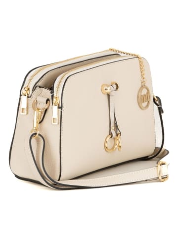 Mia Tomazzi Leren schoudertas beige - (B)24 x (H)16 x (D)8 cm