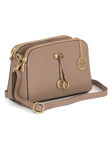 Mia Tomazzi Leren schoudertas taupe - (B)24 x (H)16 x (D)8 cm