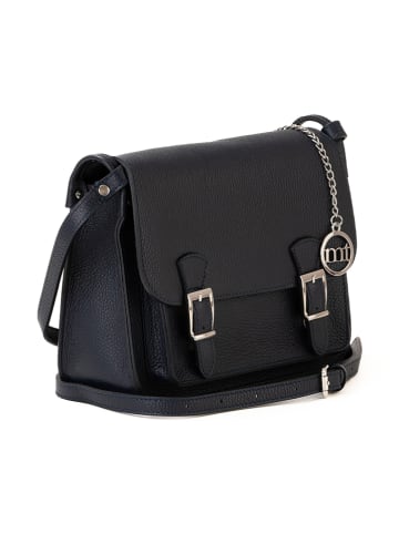 Mia Tomazzi Leren schoudertas "Ontani" donkerblauw - (B)26 x (H)18 x (D)9 cm