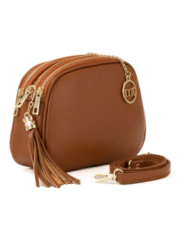 Mia Tomazzi Leren schoudertas "Gradisca" lichtbruin - (B)22,5 x (H)16 x (D)7 cm