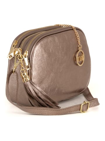 Mia Tomazzi Leren schoudertas "Gradisca" goudkleurig - (B)22,5 x (H)16 x (D)7 cm