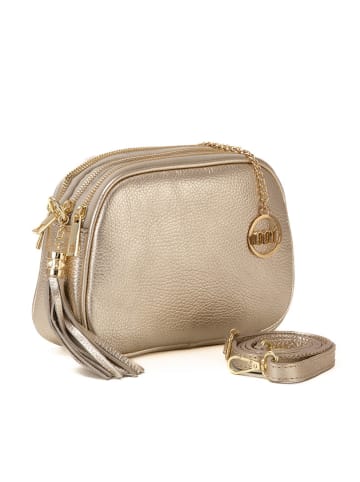 Mia Tomazzi Leren schoudertas "Gradisca" goudkleurig - (B)22,5 x (H)16 x (D)7 cm