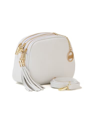 Mia Tomazzi Leren schoudertas "Gradisca" wit - (B)22,5 x (H)16 x (D)7 cm