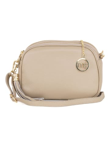 Mia Tomazzi Leren schoudertas beige - (B)22,5 x (H)16 x (D)7 cm