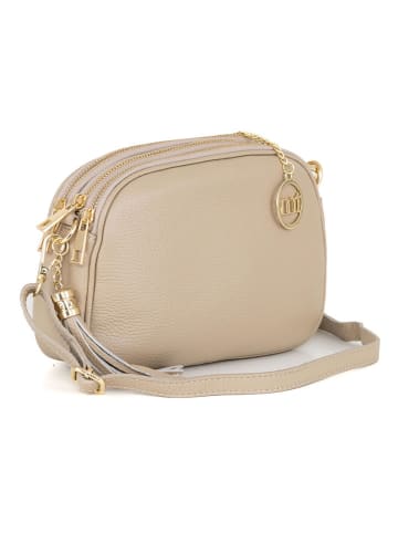 Mia Tomazzi Leren schoudertas beige - (B)22,5 x (H)16 x (D)7 cm