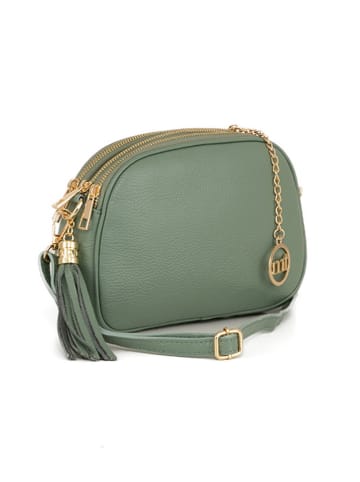 Mia Tomazzi Leren schoudertas "Gradisca" groen - (B)22,5 x (H)16 x (D)7 cm