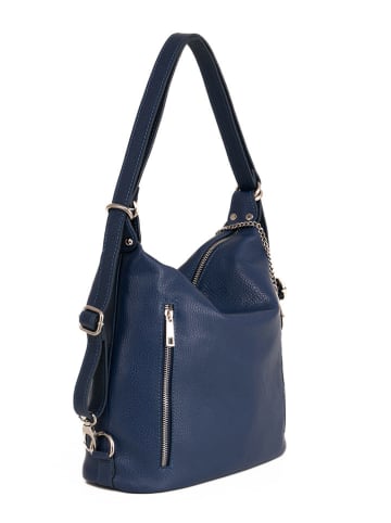 Mia Tomazzi Leder-Rucksack "Giulianova" in Dunkelblau - (B)28 x (H)29 x (T)12 cm