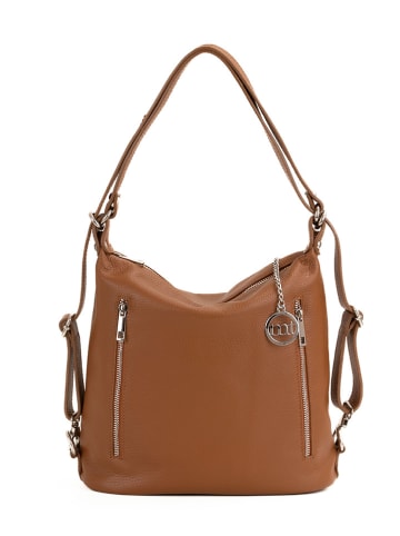 Mia Tomazzi Leder-Rucksack "Giulianova" in Hellbraun - (B)28 x (H)29 x (T)12 cm