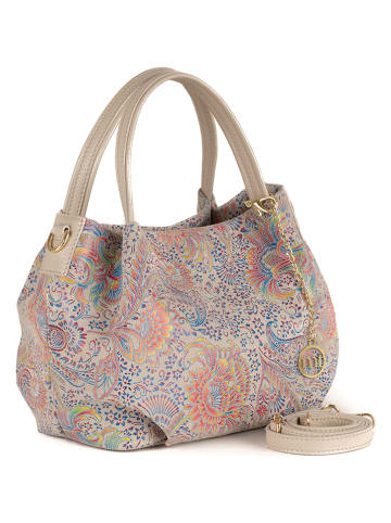Mia Tomazzi Leren handtas beige/meerkleurig - (B)24 x (H)21 x (D)13 cm