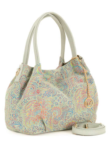 Mia Tomazzi Skórzana torebka w kolorze zielonym ze wzorem - 24 x 21 x 13 cm