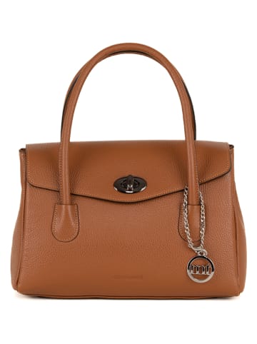 Mia Tomazzi Leren handtas lichtbruin - (B)30 x (H)24 x (D)13 cm