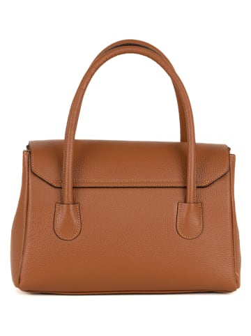 Mia Tomazzi Leren handtas lichtbruin - (B)30 x (H)24 x (D)13 cm