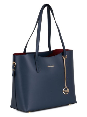 Mia Tomazzi Leren schoudertas donkerblauw - (B)35 x (H)30 x (D)15 cm