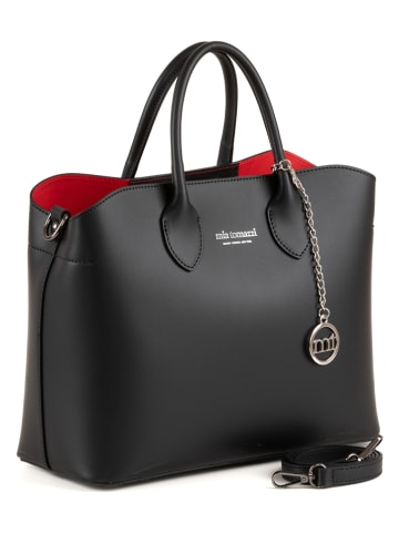 Mia Tomazzi Leder-Henkeltasche in Schwarz - (B)32 x (H)26 x (T)16 cm