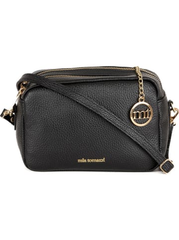 Mia Tomazzi Leder-Umhängetasche in Schwarz - (B)23 x (H)16 x (T)11 cm