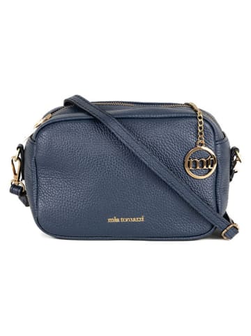 Mia Tomazzi Leren schoudertas "Astolfo" donkerblauw - (B)23 x (H)16 x (D)11 cm