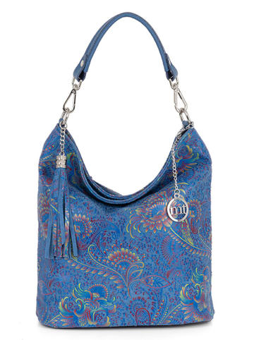 Mia Tomazzi Leren schoudertas "Benaco" blauw - (B)28 x (H)31 x (D)15 cm
