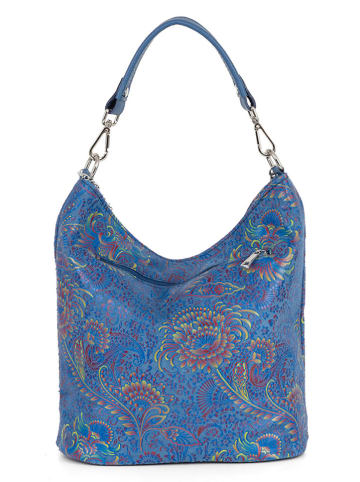 Mia Tomazzi Leren schoudertas "Benaco" blauw - (B)28 x (H)31 x (D)15 cm