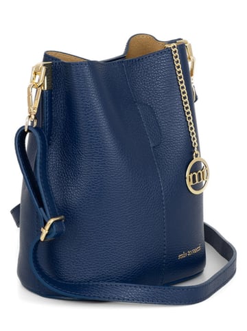Mia Tomazzi Leren schoudertas "Vepra" donkerblauw - (B)20 x (H)23 x (D)14 cm