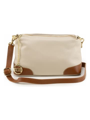Mia Tomazzi Leder-Umhängetasche "Condino" in Beige - (B)25 x (H)15 x (T)10 cm