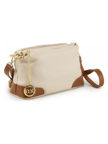 Mia Tomazzi Leder-Umhängetasche "Condino" in Beige - (B)25 x (H)15 x (T)10 cm