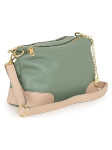 Mia Tomazzi Leder-Umhängetasche "Condino" in Mint - (B)25 x (H)15 x (T)10 cm